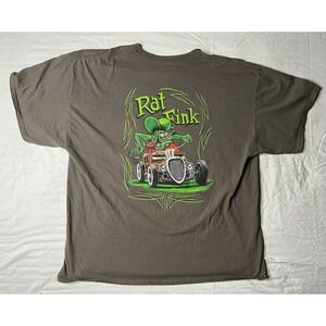 Ed Roth Rat Fink T Shirt Men's Size 2XL Front & Back Graphics Gray READ